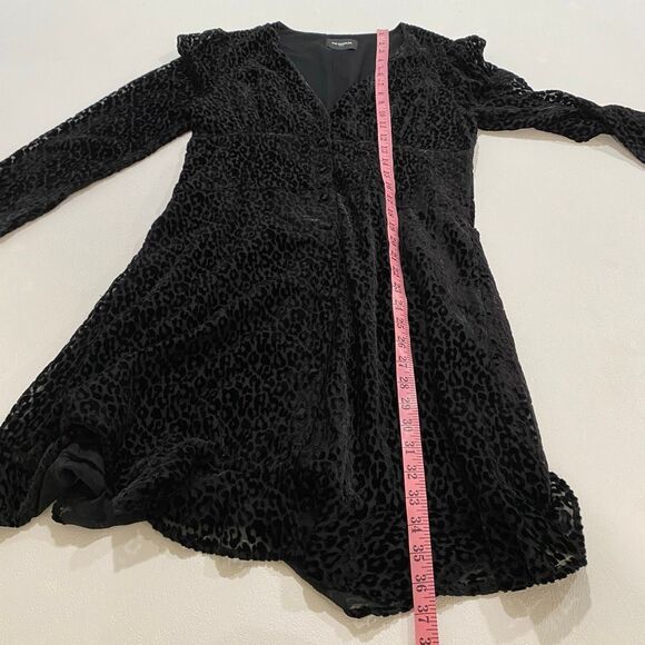 NWT The Kooples Paris Flocked Leopard Velvet Dress Black • Size 4 - Picture 11 of 16
